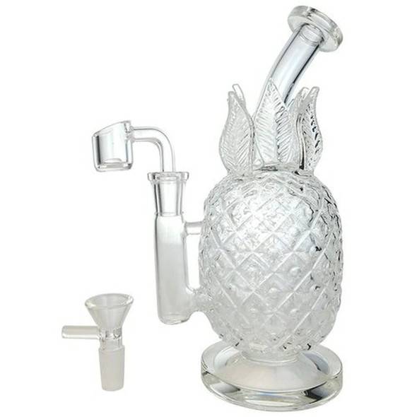  7.8" Bent Neck Clear Pineapple Water Pipe 