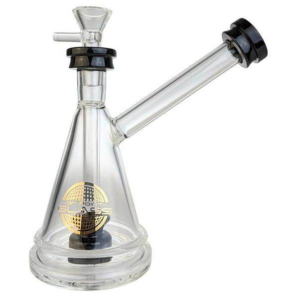  On Point Glass 7" Color Rim Bubbler Water Pipe with 14M Bowl & Banger Black 