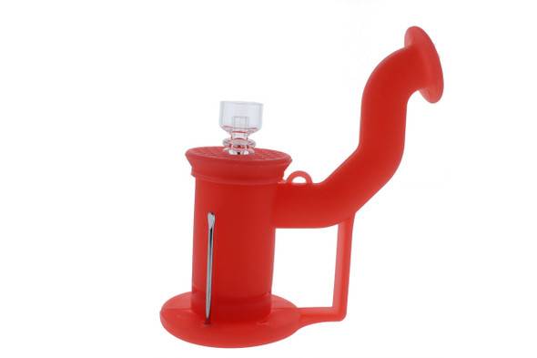  Silicone Dab Rig Waterpipe Kit with Quartz Nail - Pastel Red 