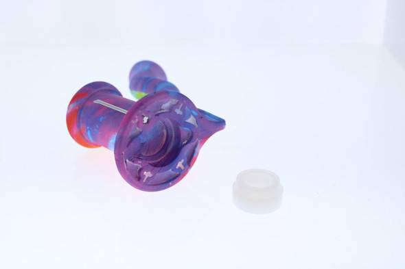  Silicone Dab Rig Waterpipe Kit with Quartz Nail - Red & Blue 