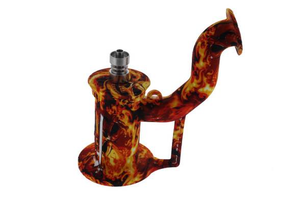  Silicone Dab Rig Waterpipe Kit - Flaming Skull 