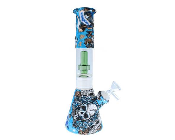  11" Baby Blue Hybrid Silicone Glass Beaker Bong 