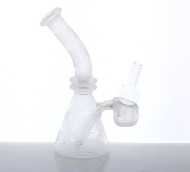  5" All Quartz Mini Beaker Dab Rig - Leaf Pattern 