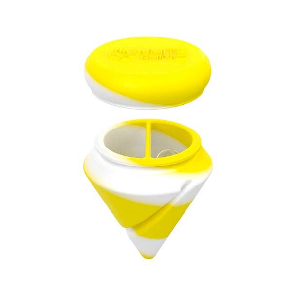 White Rhino Silicone Diamond Spinner Carb Cap: Wax Jar + Terp Pearl - Glow Yellow and White