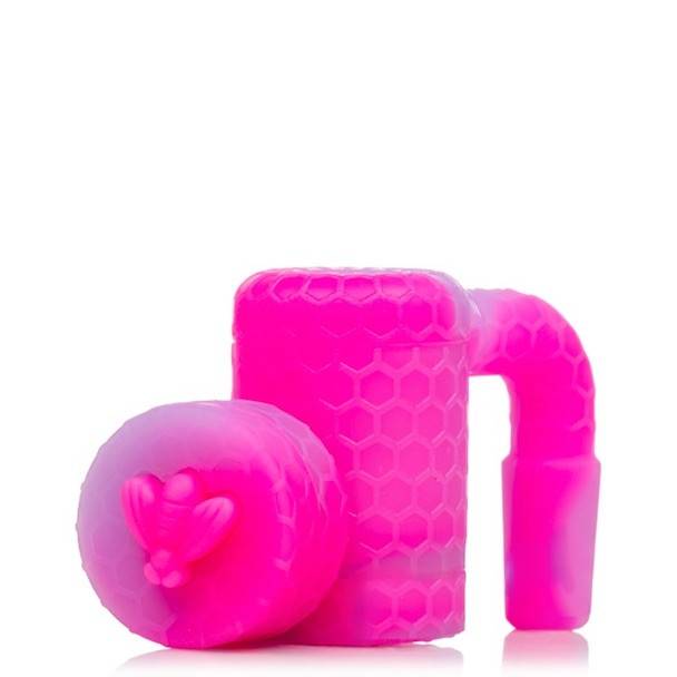 Silicone Reclaim Catcher: 14mm Male 90 Degree - HoneyComb Bee Pink